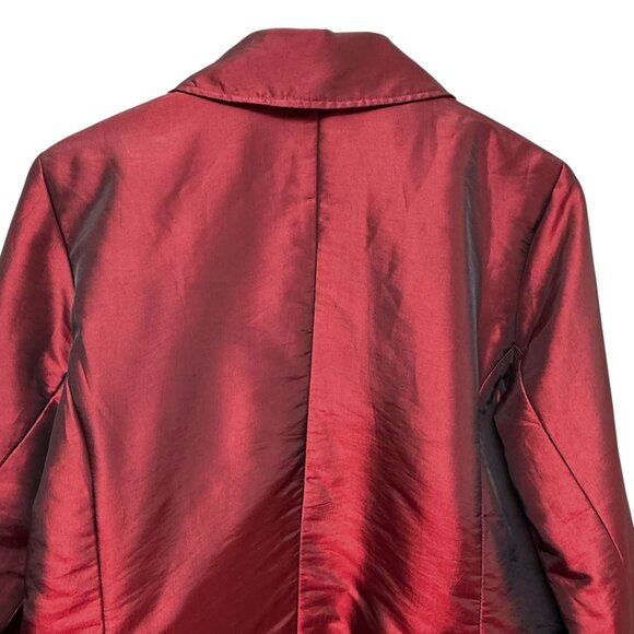 CHICOS Red Satin Shimmer Jacket Size Medium (Chicos 1) Zip Front Evening Holiday - Picture 6 of 9